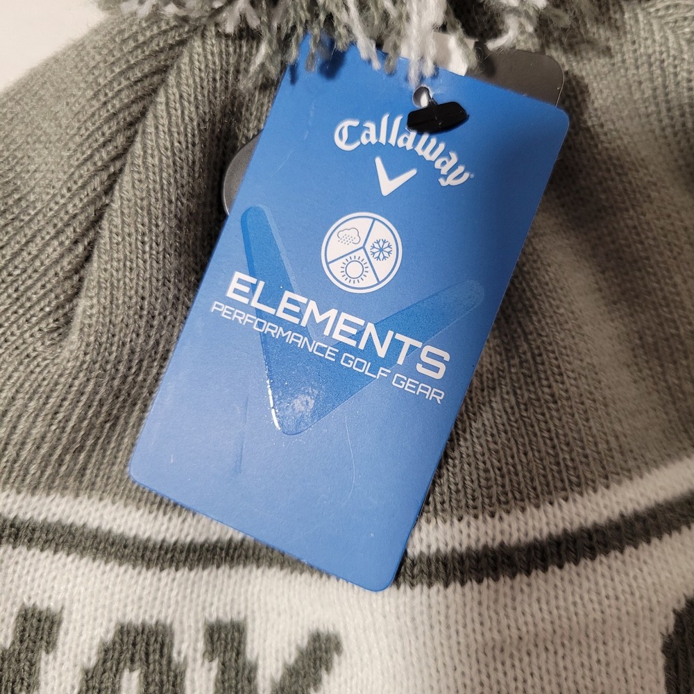 Callaway Beanie Hat Insulated Unisex Gray Knit Pom Golf Outdoor Winter Elements - Picture 2 of 10